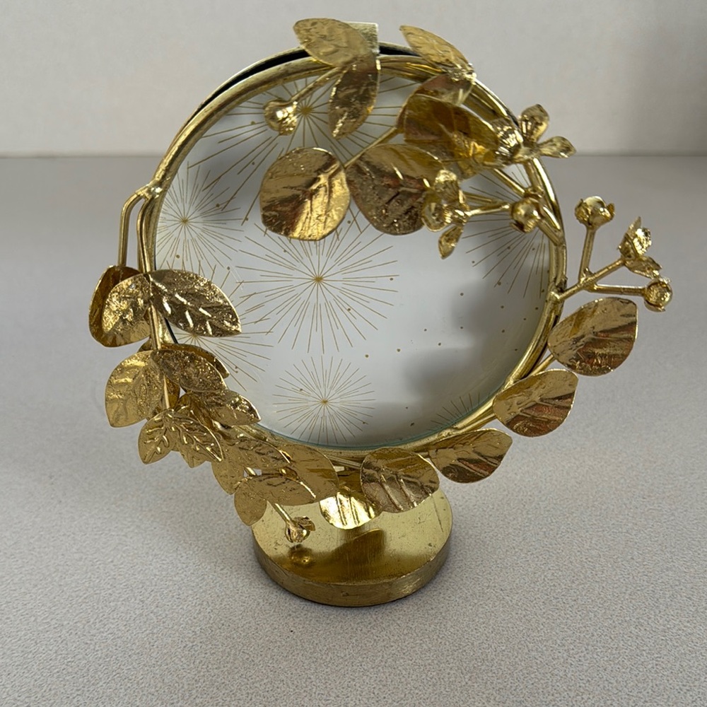 Gold Decorative Mirror with Leaf Design